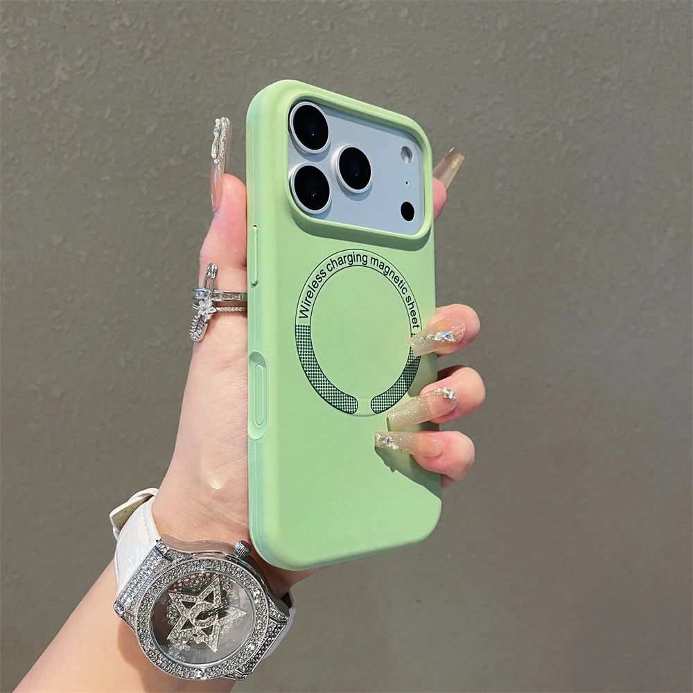 (verde, Iphone 14 Pro Max) Funda Para Teléfono De Silicona Líquida Suave Con Acabado Mate, Compatible Con La Carga Inalámbrica Magnética Magsafe.