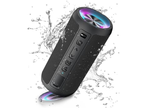 Altavoz Bluetooth Altavoces Bluetooth inalámbricos portátiles con luz LED Volumen más Alto y Graves Mejorados Negro BISBISOUS