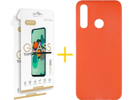 Kit Funda + Protector de Pantalla Huawei P40 Lite-E ACCETEL Cristal Templado 7561 Rojo