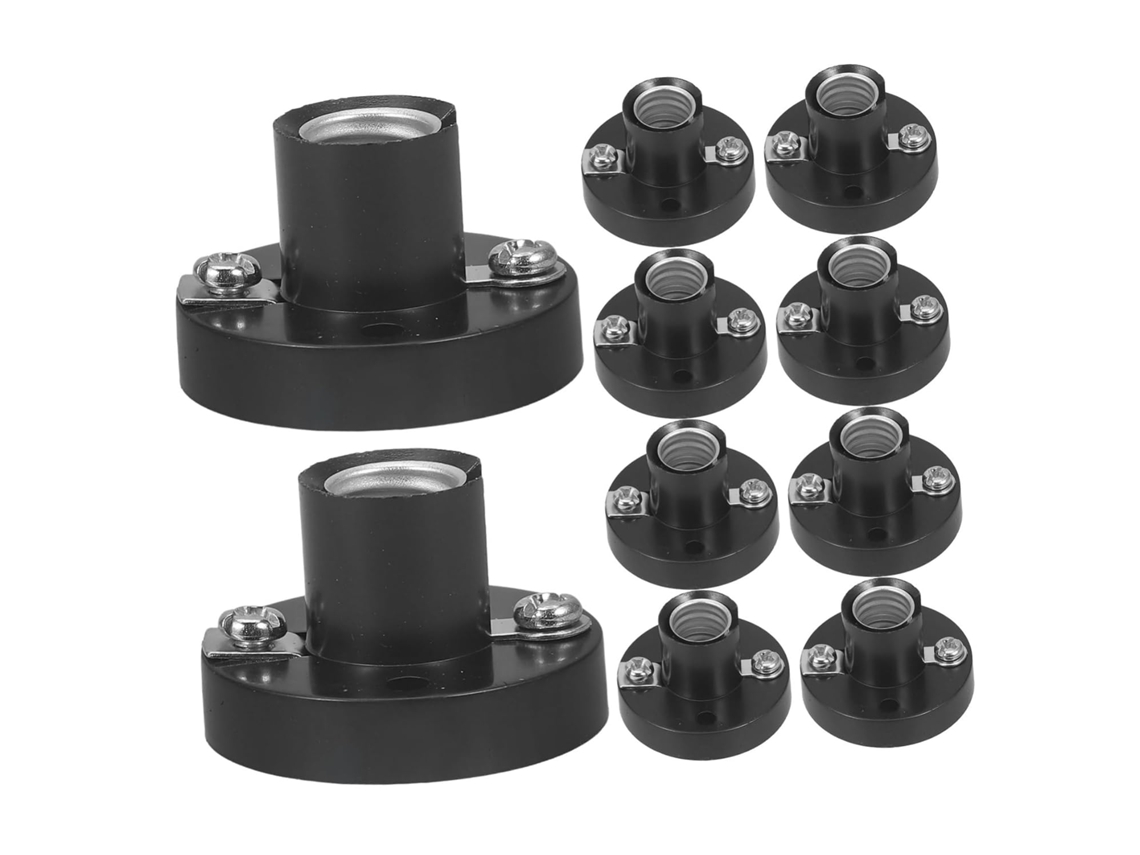 Juego De 10 Portalámparas E10 De Plástico Negro Con Rosca Para Iluminación
