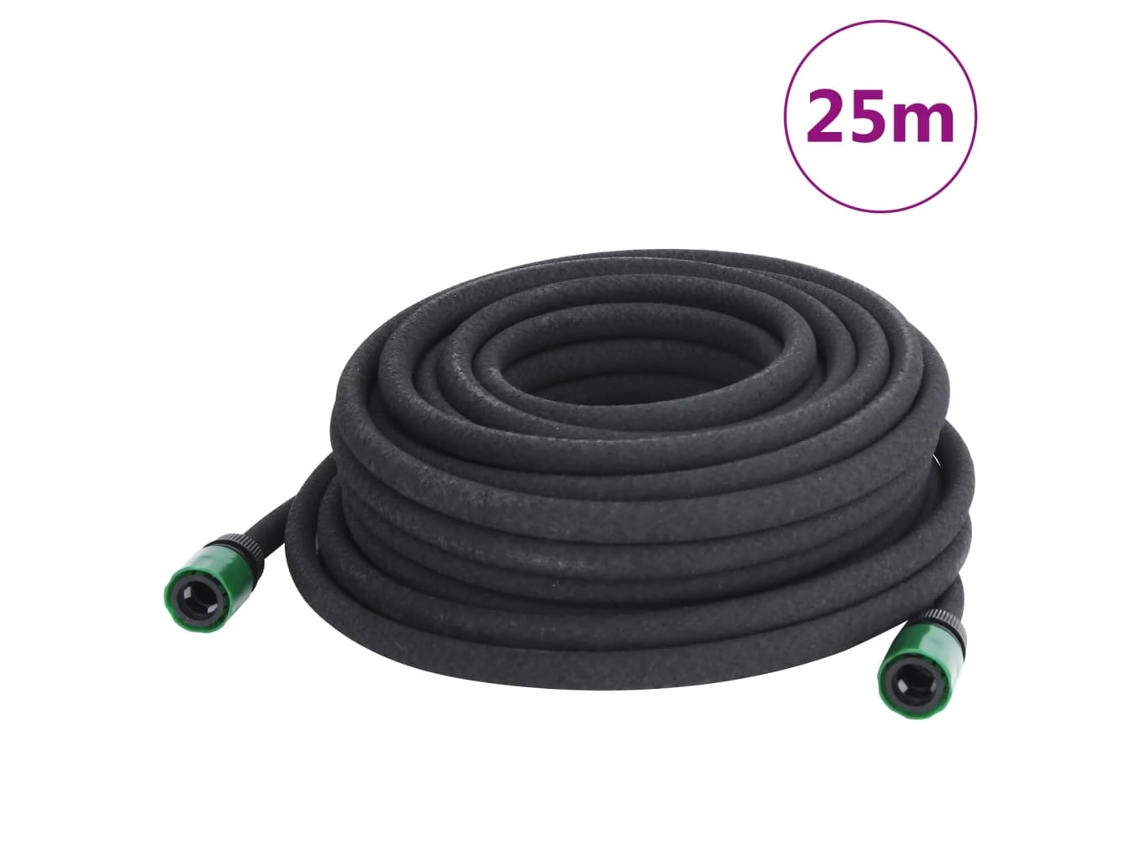 Manguera de riego por goteo para jardín, 25 m, goma negra, DKD HOME DECOR