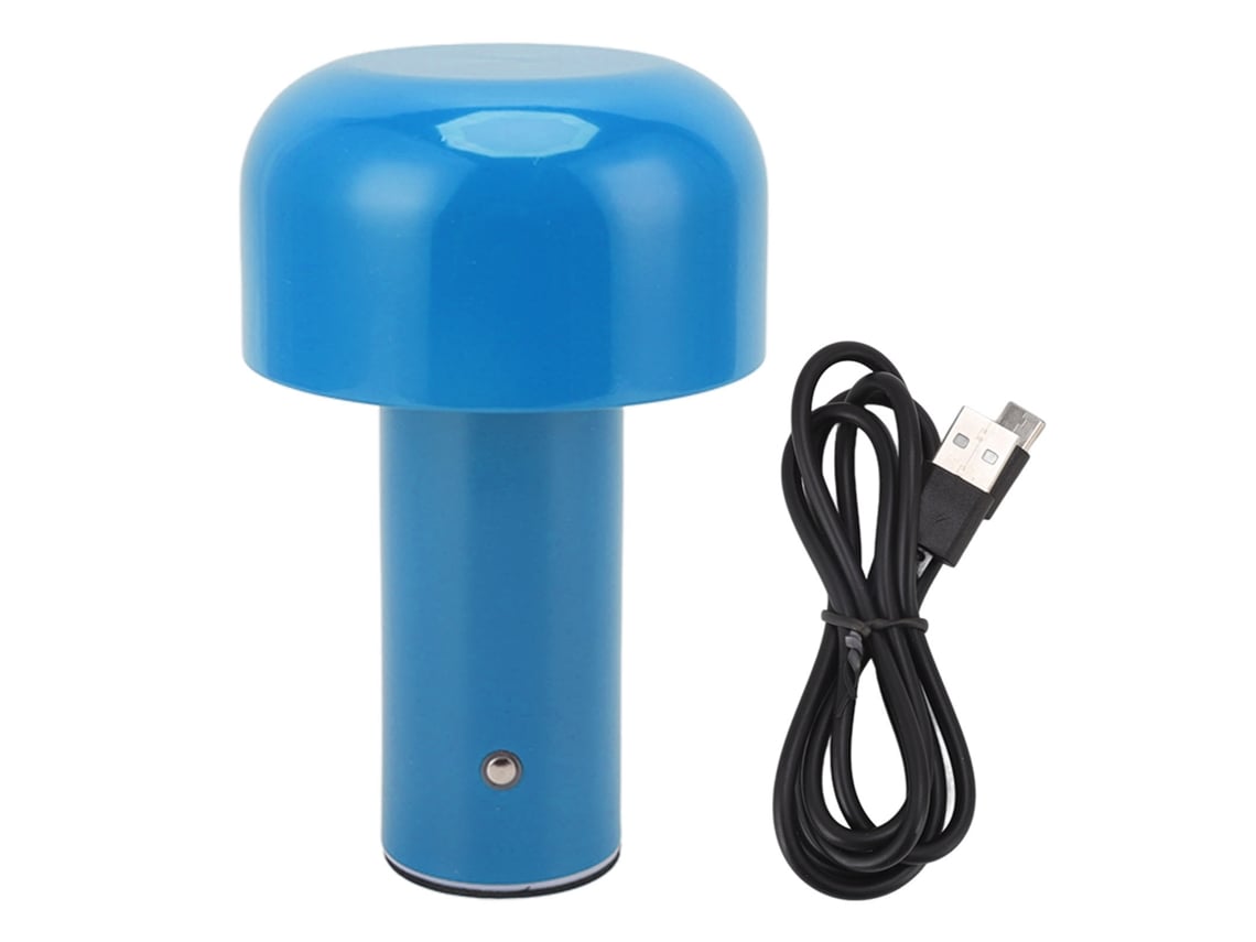 2026-lámpara De Escritorio Led Diseño Hongo Carga Usb 3 Temperaturas De Color Luz De Mesa Tactil Para Restaurante Estudio Azul