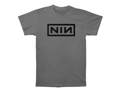 Camiseta ROCKINSTONE gris con logo negro clásico de Nine Inch Nails (XL)