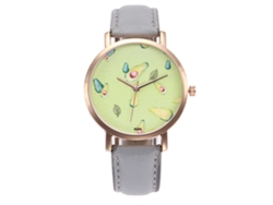 Reloj De Pulsera Unisex De Cuarzo Con Correa De Cuero Pu Gris Zhoulianfa