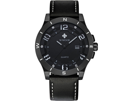 VEANXIN Reloj de pulsera para hombre Relojes deportivos de cuero impermeables-Blanco