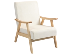 Sillón tapizado cómodo, espuma, madera, color crema.