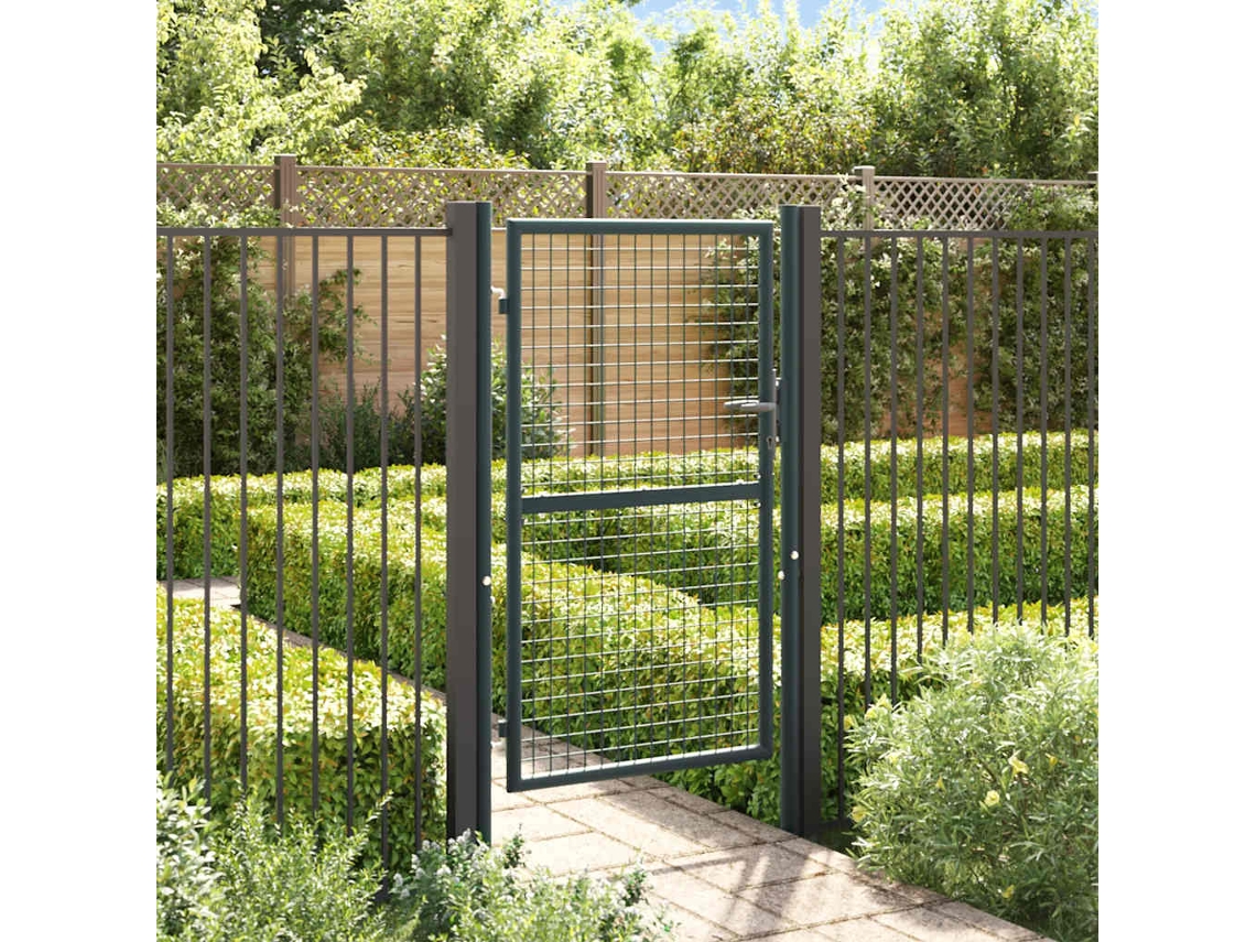 Puerta De Malla De Jardín Acero Galvanizado Gris 100x200 Cm