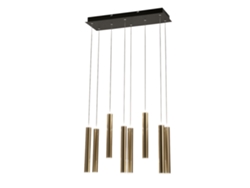 Lámpara colgante Fabas Luce Prado con 8 bombillas LED de 52 W, regulable, diseño lineal, latón