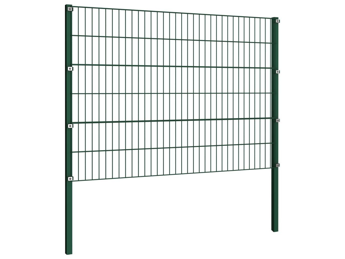 vidaXL Panel de valla con postes de hierro verde 8,5x1,2 m