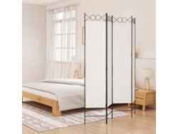 Biombo Divisor De 4 Paneles De Tela Blanco 160x200 Cm