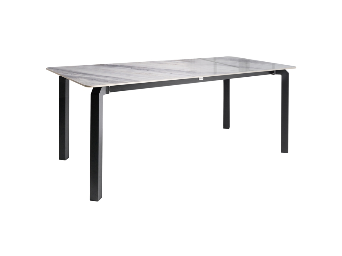 Mesa de comedor de jardín Beliani Feletto en piedra sinterizada blanca 180x90x76
