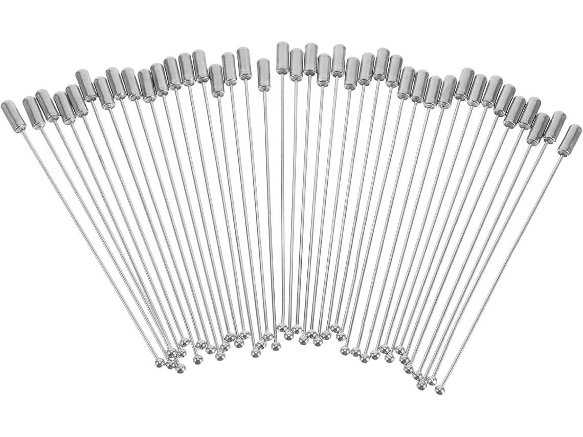 Ciieeo Juego De 40 Broches Largos De Cobre Chapados En Plata, Diseño Simple, Accesorios De Seguridad Para