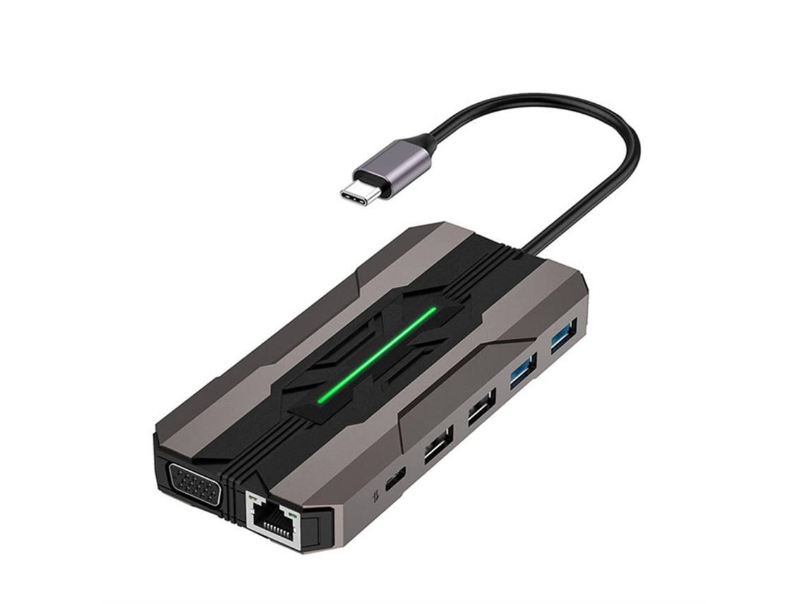 Estación de acoplamiento USB-C SD 13 en 1 Bestvite de 1000 m RJ45 compatible con HDTV VGA USB Hub 3.0 adaptador para PC portátil plateado