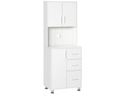 Aparador alto de cocina Vista, 3 puertas, 3 cajones, encimera, 60x40x160cm, blanco
