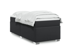 Cama Box Spring Con Colchón Cuero Sintético Negro 100x200 Cm
