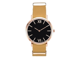 Reloj De Pulsera Unisex De Cuarzo Con Correa De Nailon Informal Y Esfera Redonda Amarilla.