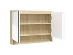 Maison Exclusive - Armario De Baño Con Espejo Mdf Blanco Y Roble 80x15x60 Cm
