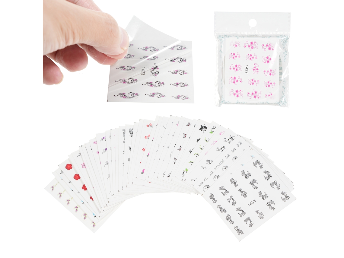 Rebe - 40 pegatinas autoadhesivas para uñas, resistentes al agua, plantillas artísticas, decoración DIY para salones de belleza y el hogar.