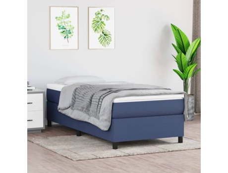 vidaXL Cama con somier y colchón 90x200 cm tela azul