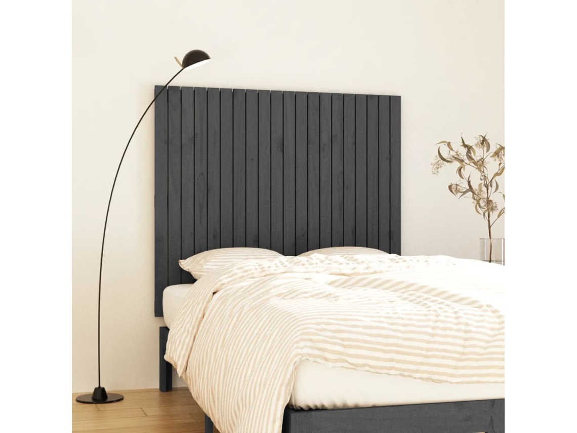 Cabecero De Cama De Pared Madera Maciza Pino Gris 127,5x3x110cm