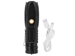 Bj-lanterna Led P90 Impermeável Exterior Luz Forte Carregador Usb Zoom Telescópico Com Clip De Caneta Cone De Segurança Preto