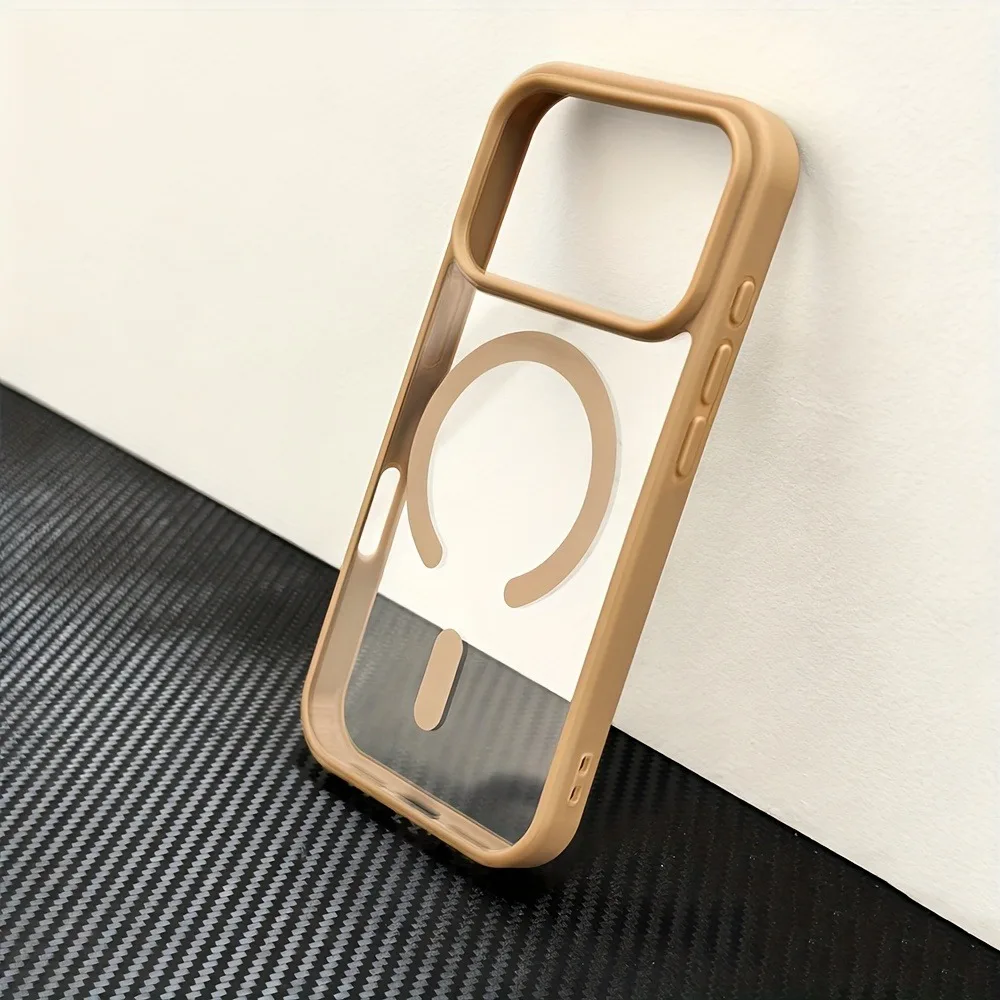 (iphone 13 Pro Max Marrón) Funda Magnética Transparente Magsafe Para Iphone, Compatible Con Carga Inalámbrica.