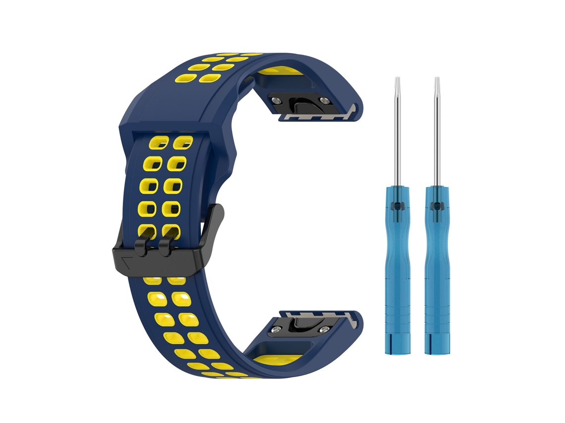 Correa De Repuesto De Silicona Quickfit De 20 Mm Para Garmin Fenix ​​6s Pro/fenix ​​7s/fenix ​​5s (azul-amarillo) Siurn