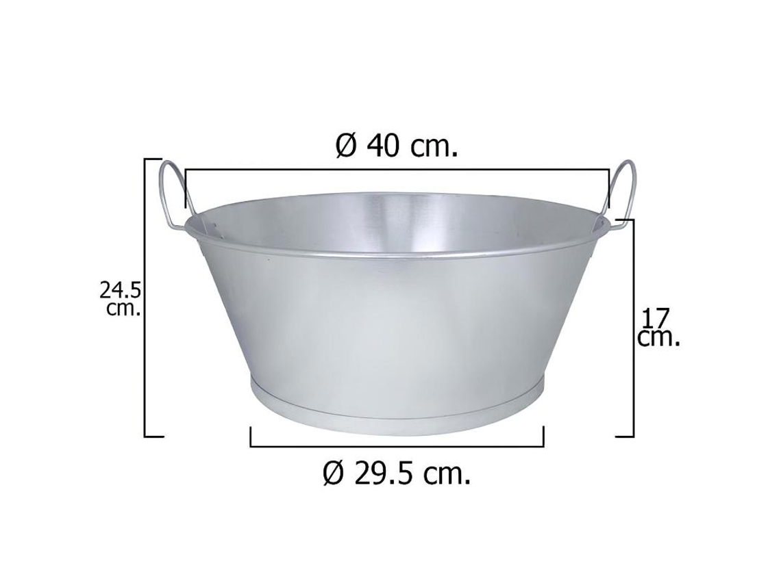 Barreño Galvanizado Baño 16 40x17 cm 14 Litros WOLFPACK LINEA PROFESIONAL