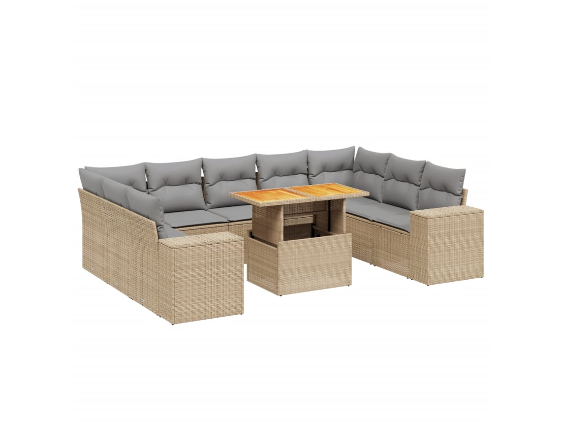 Maison Exclusive - Juego De Sofás Jardín Con Cojines Beige 10 Pzas Ratán Sintético