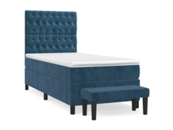 Maison Exclusive - Cama Box Spring Con Colchón Terciopelo Azul Oscuro 90x190 Cm