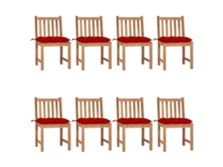 Sillas de jardín DKD Home Decor de 8 piezas con cojines, madera maciza de teca