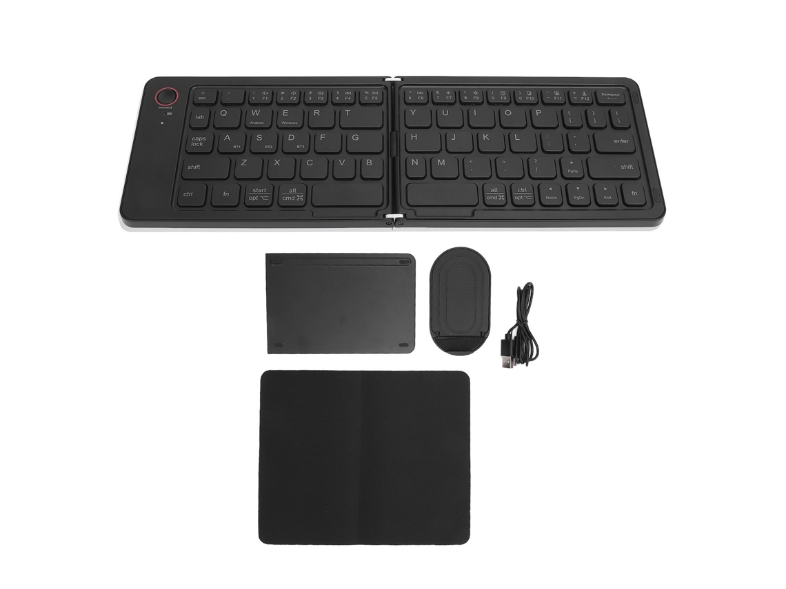 Teclado Bluetooth Plegável Portátil Com Suporte Recarregável 67 Teclas Para Android Win Tablet Laptop Preto