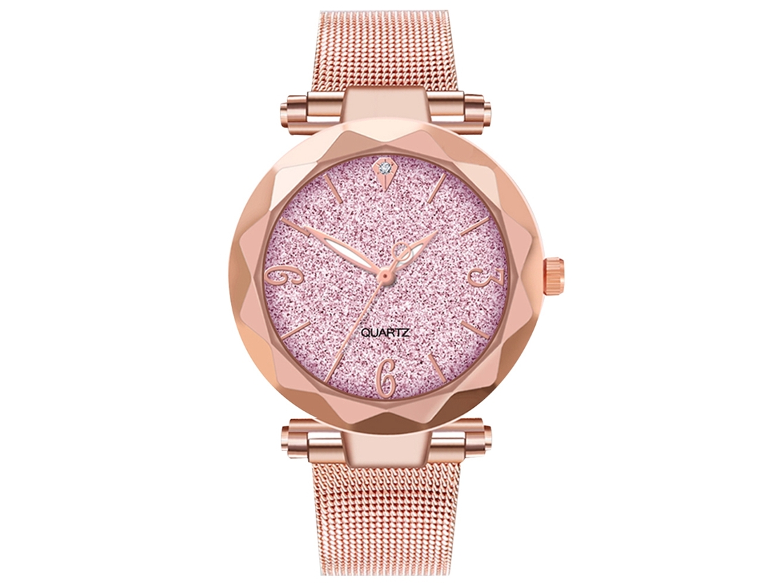 Reloj De Pulsera Zhoulianfa Para Hombre Y Mujer, Brazalete De Acero Inoxidable, Cuarzo, Estilo Casual, Color Rosa.