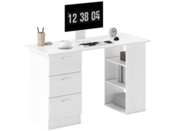 Escritorio Con Almacenamiento, Mesa Para Ordenador De 120 X 50 Cm, Escritorio Con Estantes Y Cajones, Para Espacios Pequeños, Dormitorio, Blanco