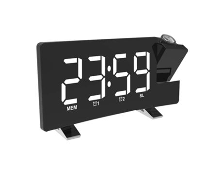 ELKUAIE Reloj despertador de proyección, reloj digital de radio con cargador USB, atenuador de brillo de rango completo de 0-100%, reloj despertado...