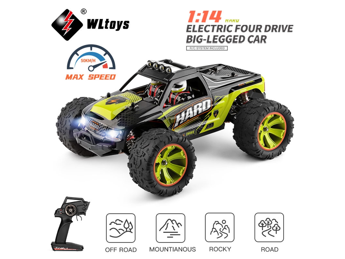 Coche RC 1/14 Eléctrico 4x4 Todoterreno Modelo de Coche de Carreras de Alta Velocidad para Niños y Adultos Aeuzwr