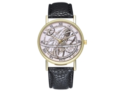 Reloj De Pulsera Unisex De Cuarzo Con Correa De Piel Sintética, Números Romanos Y Esfera Negra.