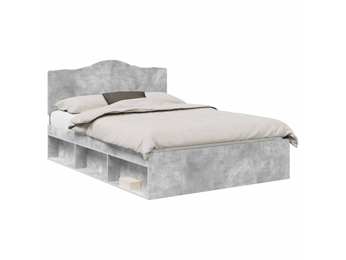 Maison Exclusive - Estructura De Cama Concreto 140 X 190 Cm Madera De Pino Macizo
