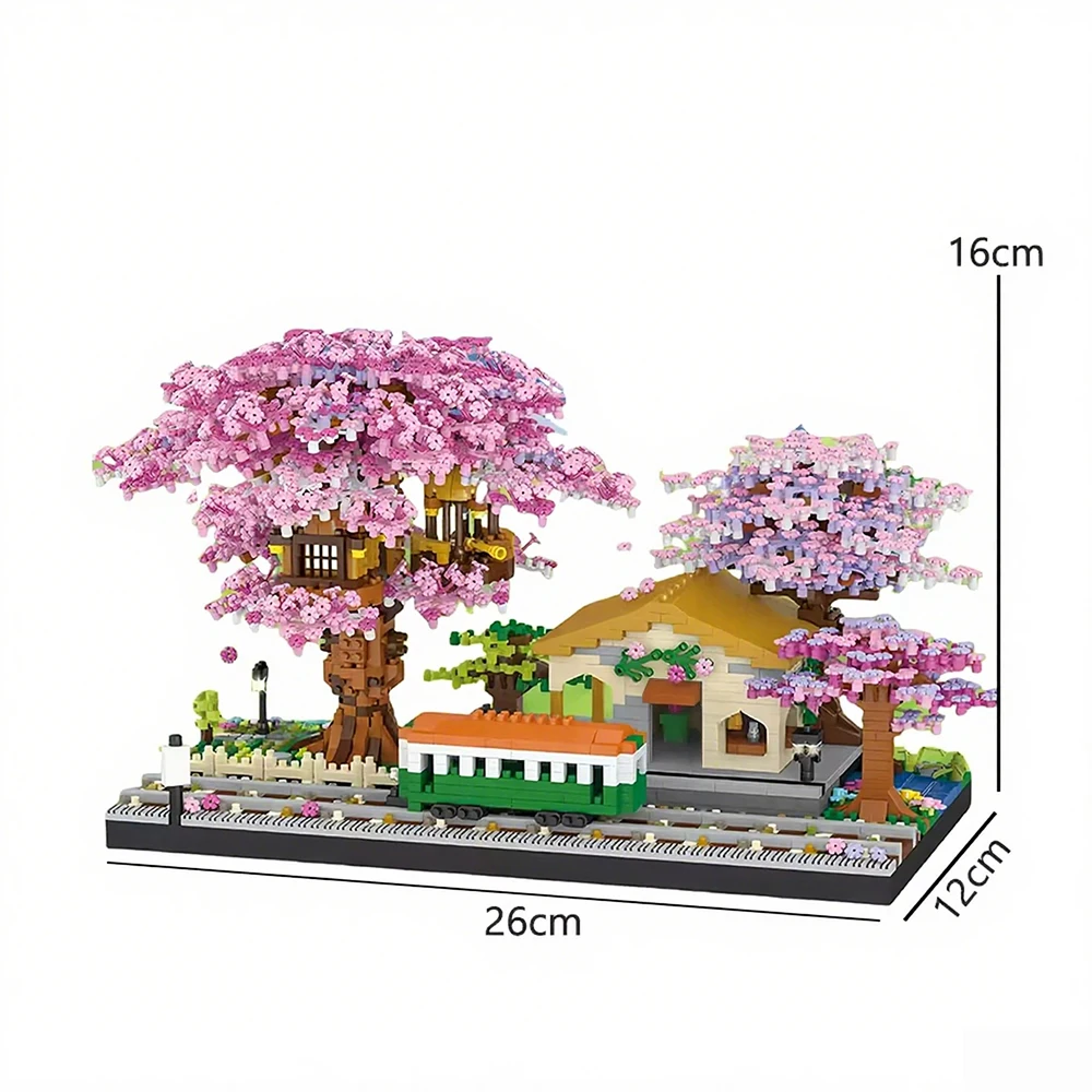 Juguete de bloques de construcción en miniatura con forma de flor de cerezo, regalo perfecto, disponible en varios diseños.