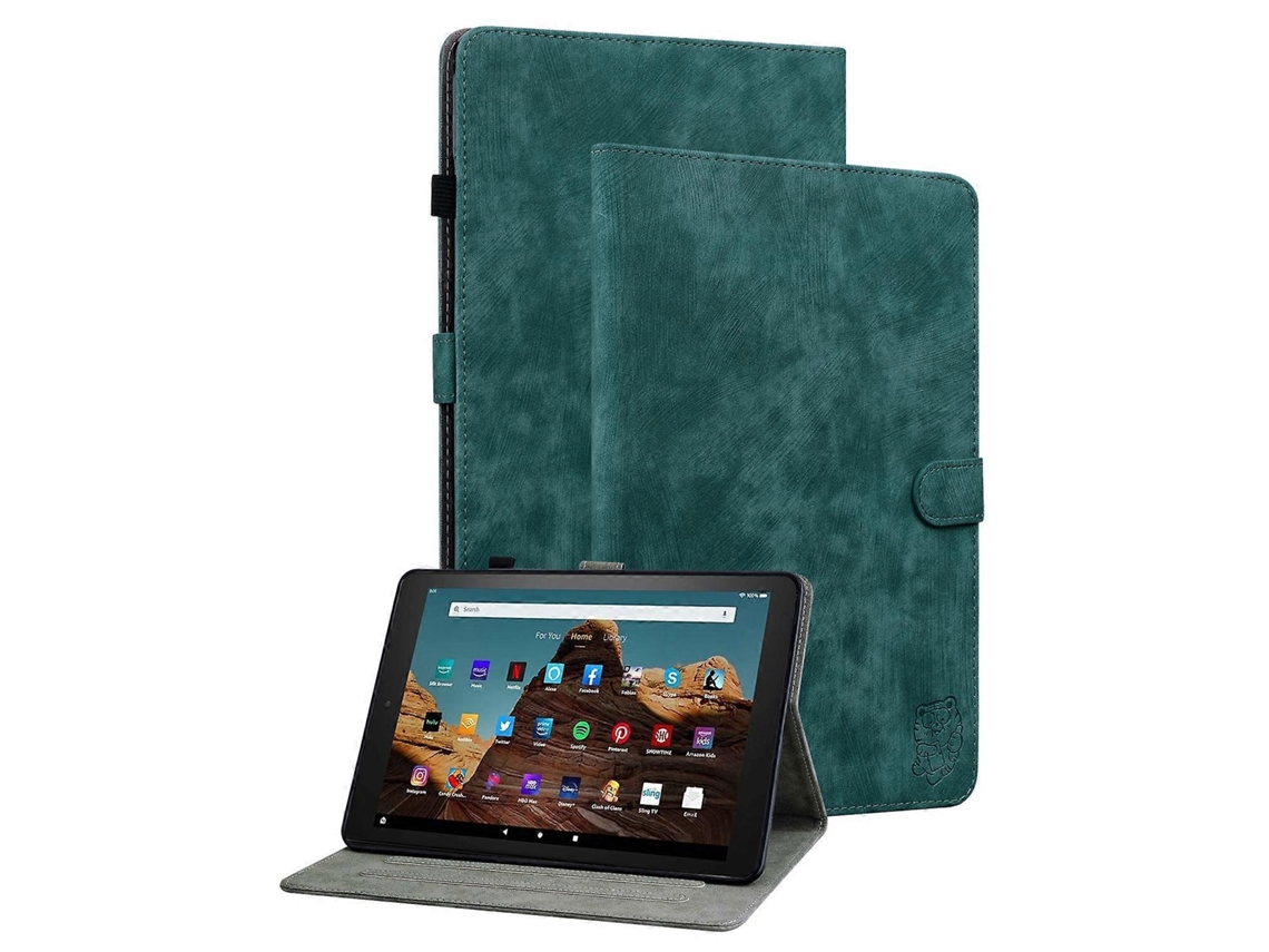 Funda de cuero para tableta Amazon Fire HD 10 con ranuras para tarjetas y soporte, color verde Chennnls (2023)
