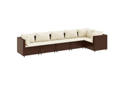 Maison Exclusive - 6 Pcs Conj. Lounge Jardim C/ Almofadões 6 Pcs Vime Pe Castanho