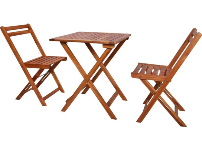 Conjunto 3 Mesa y sillas bistró plegables VIDAXL madera maciza de acacia