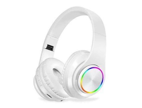 Auriculares Bluetooth Wireless Luminous V5.0 Over-Ear Stereo Super Bass con micrófono blanco