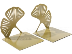 Juego De 2 Sujetalibros Huecos Con Forma De Hoja Para Estantes - Fabricados En Metal Resistente