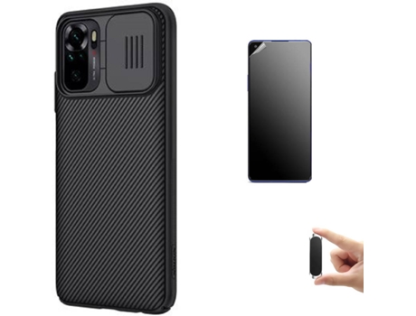 Kit Carcasa, Protector y Soporte Xiaomi Redmi Note 10 Pro Ultimatte Nillkin Camshield Negro