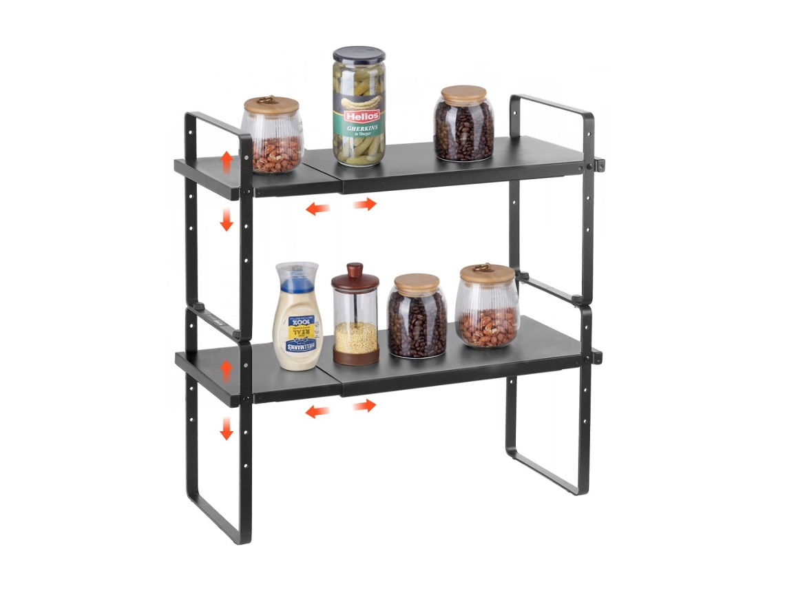 Estantería De Cocina Ajustable En Altura (99–180 Mm) Y Ancho (405–650 Mm) De 2 Niveles Para Especias Y Utensilios Tekmaquinas
