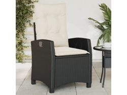 Silla de jardín reclinable DKD Home Decor con cojines de mimbre negros