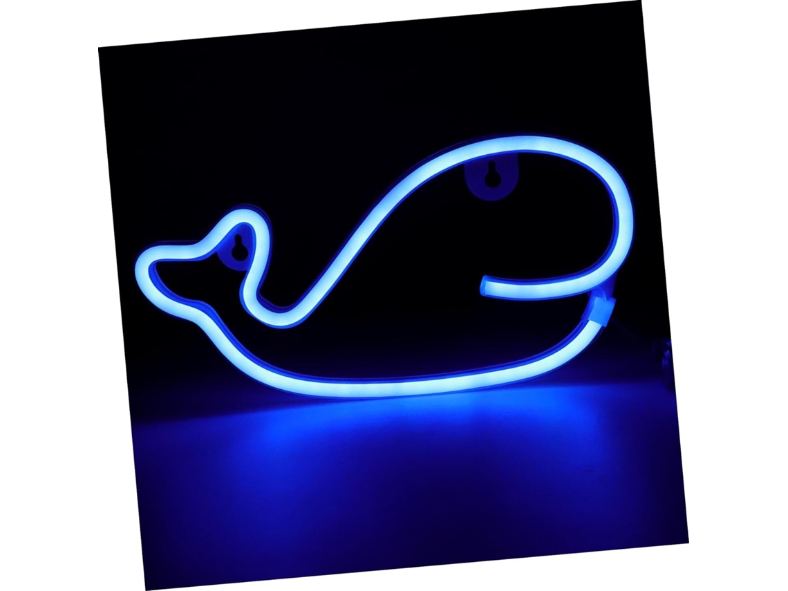 Luz De Neón Led Azul De Plástico Con Forma De Ballena, Funciona Con Pilas, Doble Uso, Decoración.