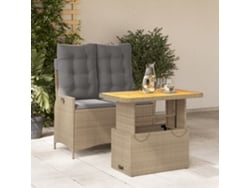 Juego de comedor de jardín con cojines, mimbre beige, Dkd Home Decor