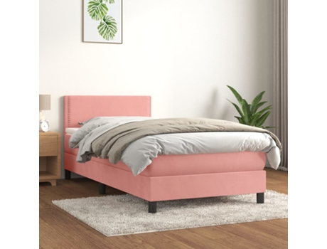 Cama con somier VIDAXL (Rosa - Terciopelo - 203 x 90 x 88 cm)